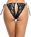 Avidlove Lady's Sexy No Crotch Underwear Lace Panties Mesh Bikinis Black M