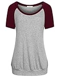 Nomorer Women's Scoop Neck Short Sleeve Raglan Shirt Casual Blouses Plus Top