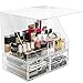 Sorbus® Acrylic Cosmetics Makeup Organizer Storage Case Holder Display with Slanted Front Open Lid-Cosmetic Storage for Makeup, Brushes, Perfumes, Skincare (Style 2 - Slanted Lid with 4 Drawers)