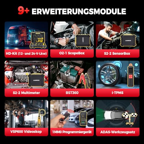LAUNCH X431 V+ PRO 5.0, OBD2 Diagnostic Tool Professional ECU Coding, OE Level Multibrand Diagnostic Tray with Diagnostic Device Car with 55+ Reset Service, 2 Year Update Better for Workshops
