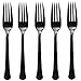 Premium Heavy Weight Plastic Forks | Jet Black | Pack of 50 | Party Supply