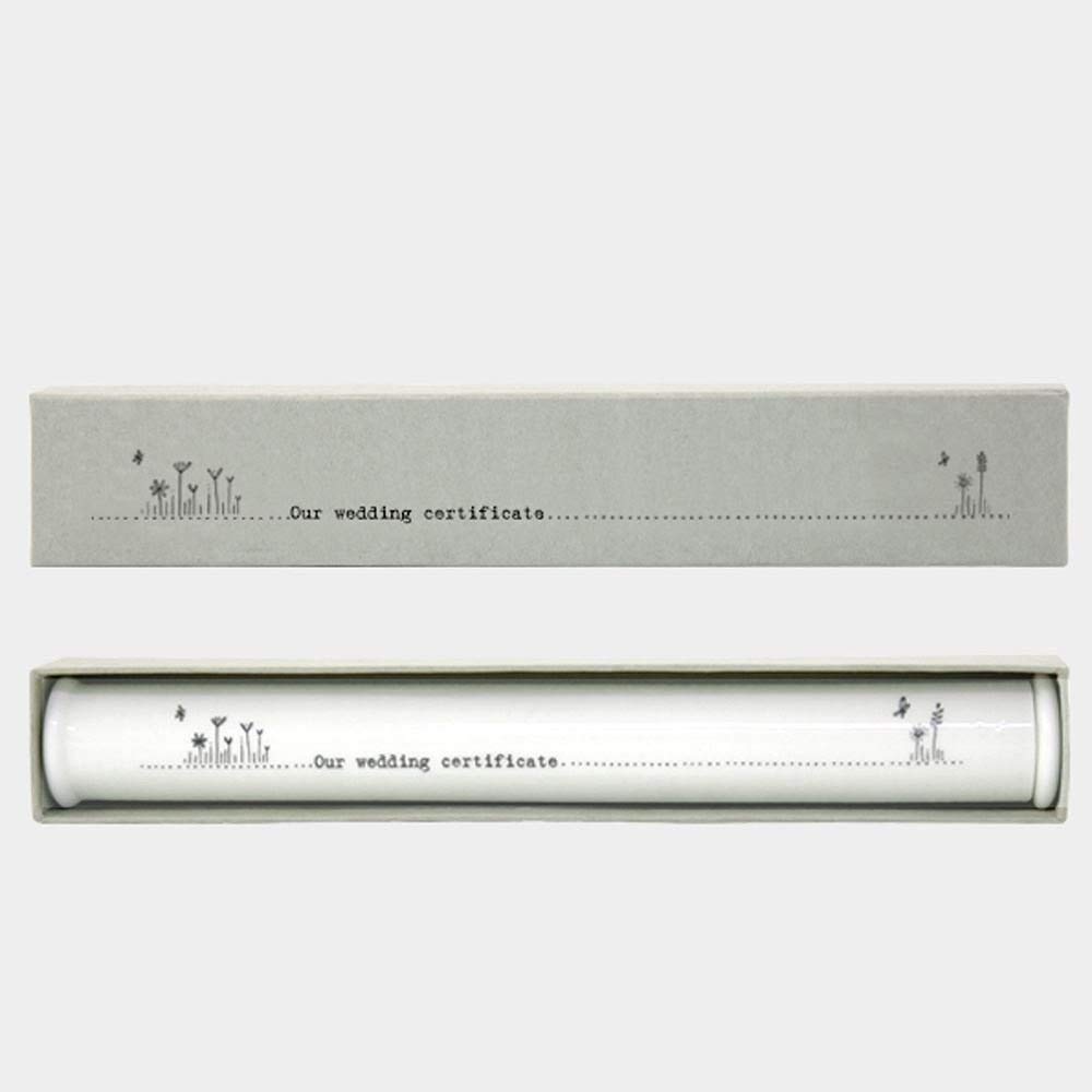 East of India WEDDING Porcelain Certificate Holder Wedding Gift