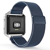 MoKo Fitbit Blaze Band , Milanese Loop Mesh Stainless Steel Bracelet Watch Strap for Fitbit Blaze Smart Fitness Watch with Unique Magnet Lock, No Buckle Needed, Frame NOT Included - BLUE
