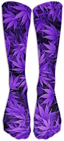 Marijuana Weed Leaf Cotton Stretchability Compression Knee Socks Excellent Long Distance Running Adults Cartoon Knee-high Long Tube Crew Socks