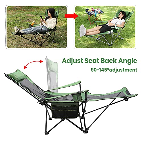 Uverbon Silla de Camping Plegable Reclinables Portátiles con Soporte para Tazas y Bolsa de Almacenamiento, para Playa, Senderismo, Picnics, Pescar