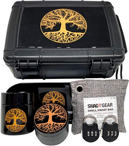 Tree of Life Stash Box Combo - Smell Proof Stash Box Combo - Locking Stash Box Combo - Comes with Grinder Stash Jar and Rolling Tray - (Tree of Life) - Thumbnail 7