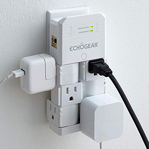 ECHOGEAR On-Wall Surge Protector with 6 Pivoting AC Outlets & 1080 Joules of Surge Protection - Low Profile Design…