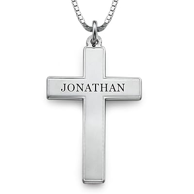 Buy Mens Engraved Cross Necklace in 