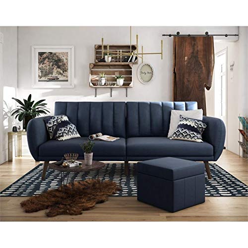 Novogratz Brittany Sofa Futon, Premium Linen Upholstery and Wooden Legs