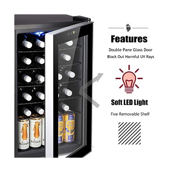 Antarctic-Star-24-Bottle-Wine-CoolerCabinet-Beverage-Refigerator-Mini-Fridge-Small-Wine-Cellar-Soda-Beer-Counter-Top-Bar-Quiet-Operation-Compressor-Digital-Freestanding-Clear-Glass-Door-for-OfficeDorm