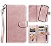 Vofolen 2-in-1 Case for iPhone 6S Plus Case iPhone 6 Plus Wallet Card Holder Detachable Flip Cover Magnetic Folio PU Leather Protective Slim Shell with Wrist Strap for iPhone 6 Plus 6S Plus -Rose Gold
