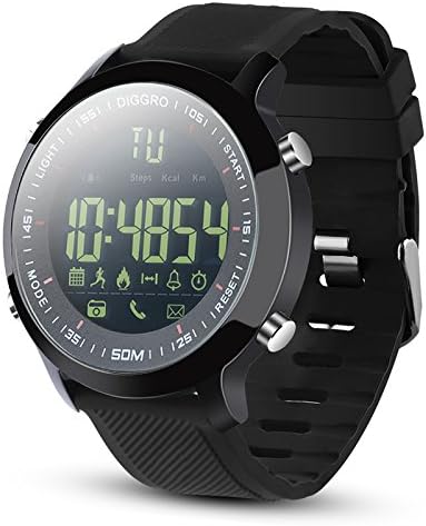 JUNEO TKSTAR-EX18 Sports Watch 50M Waterproof Businessmen Leather Belt Smart Watch with 12 Months Long Battery Life Call&amp;SMS Alert Steps Counting Remote Camera Birthday/Father Gifts -Black