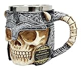 Ebros Viking Horned Demon Warrior Skull With Battle Helmet Mug Beer Stein Tankard Coffee Cup