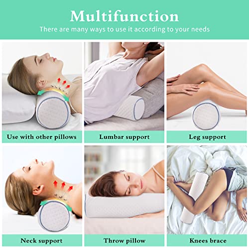 Findigit Cervical Neck Roll Memory Foam Pillow Cylinder Round Bolster