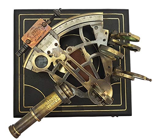 Brass Nautical Sextant Large Brass Navigation Instrument Sextante Navegacion Marine Sextant in Hardwood Gift Box