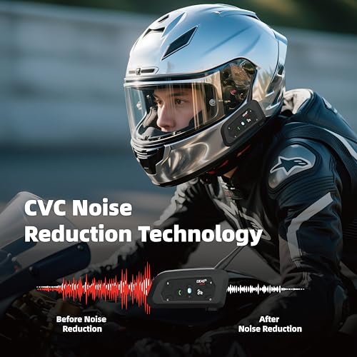 EJEAS V6 Pro + Casque de moto Bluetooth 5.1, version améliorée V6 Pro, équipé d'une interface de type C (lot de 2)