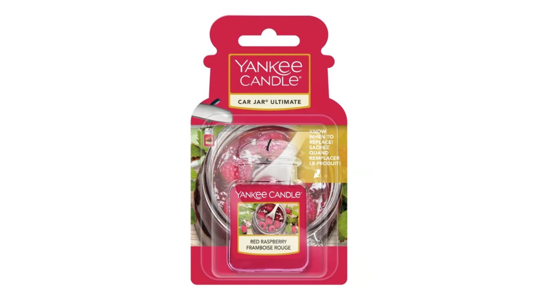 Yankee Candle Car Jar Ultimate Air Freshener | Red Raspberry | Lasts up to 4 Weeks