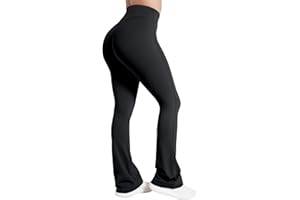 Sunzel Hidden Butt Lifting Scrunch Flare Leggings for Women No Front Seam Crossover Tummy Control Mini Flared Yoga Pants