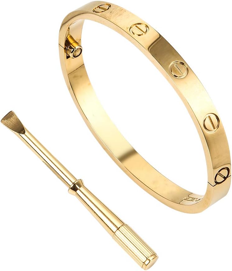 wewett Titanium Steel Love Bracelet for Women Cuff Bracelets Valentines Wedding Couples Bracelets - Screw Bracelets for Girls Adults Girlfriend Birthday Gifts