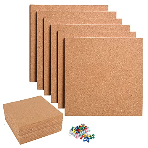 Nisorpa 12 Pack Square Cork Board 12" x 12" Cork Board Squares 1/2