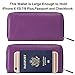Lavemi Women's RFID Blocking 100% Leather Large Capacity Zip Around Wallet Phone Holder Clutch Travel Purse Wristlet(Large Size Purple)