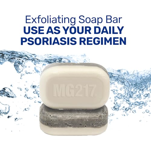 MG217 Psoriasis Dead Sea Exfoliating Bar Soap - Dead Sea Salt, Mud, Aloe Vera, Vitamin E & Rose Geranium Oil for Psoriasis Skincare, 3.2oz
