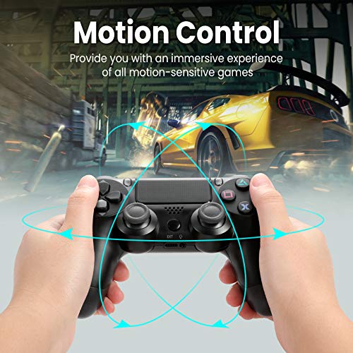 Medvoe Wireless Game Controller for PS4, Built-in 1000mAh Battery/Speaker/Gyro/Motor Joystick Remote Gamepad for Playstation 4/Slim/Pro Console - Jet Black