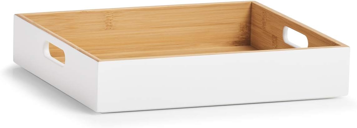 Zeller Caja de Almacenamiento, bambú, Color Blanco, ca. 30 x 27 x 6 cm: Amazon.es: Hogar