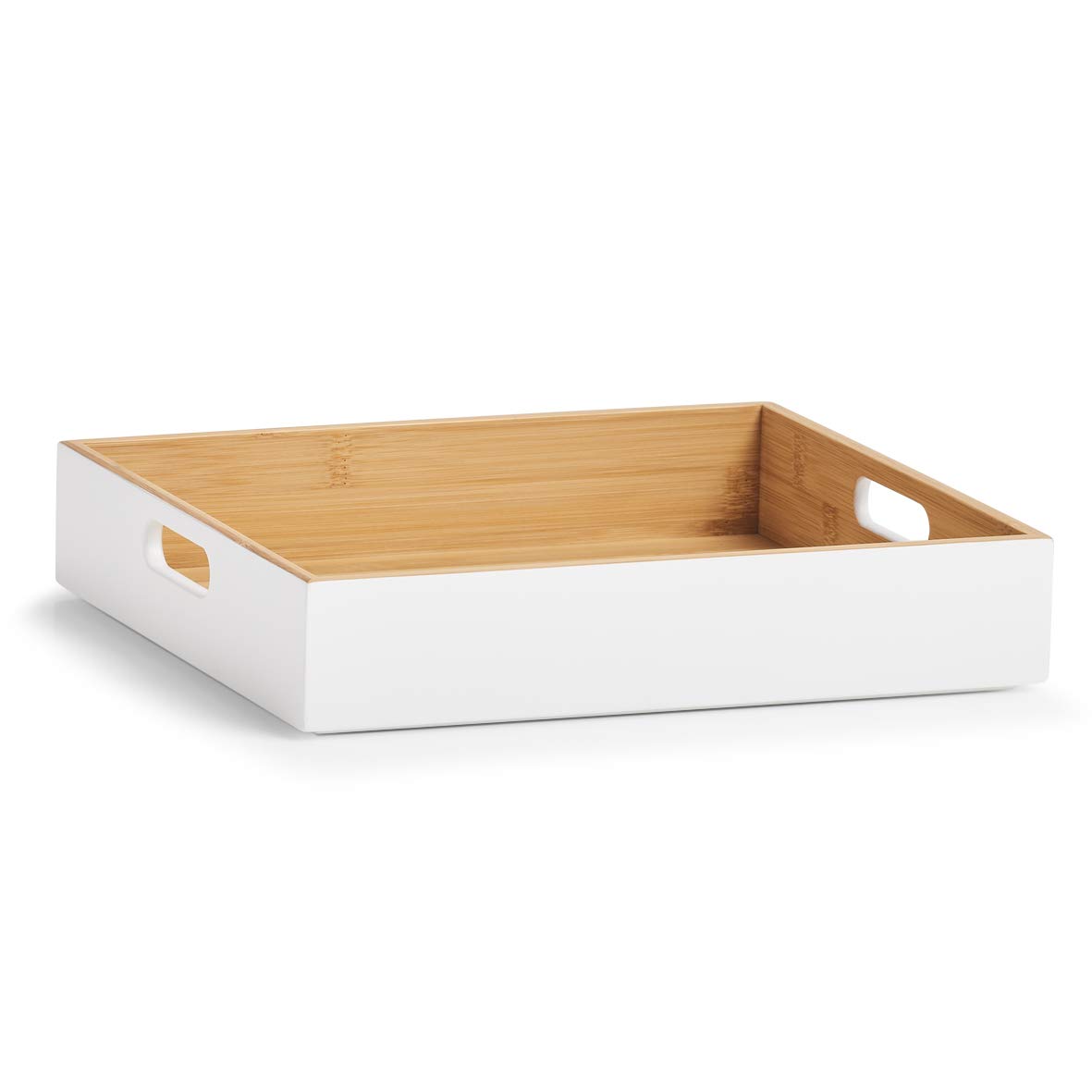 Zeller White Bamboo Storage Box, White, ca. 30 x 27 x 6 cm