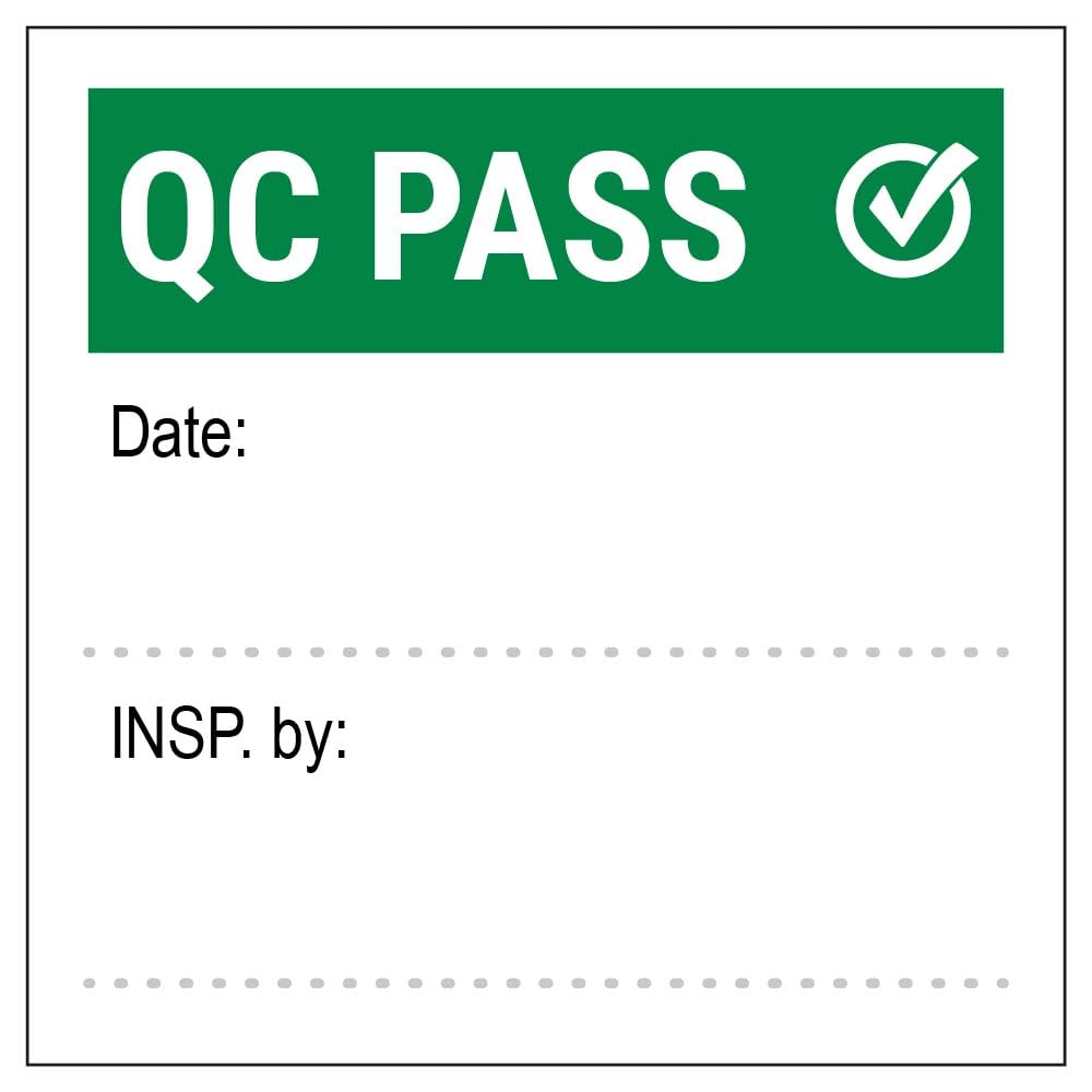 V Safety 84001S2QP-RL QC Pass Write On Green Sticker - 51x51mm (Roll of 250)