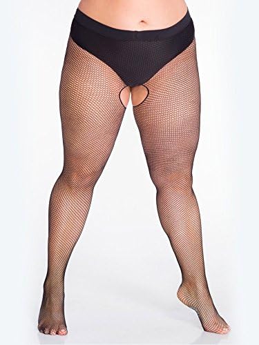 Lida Plus Size Fishnet Crotchless Tights-Red-Large/4