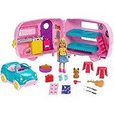 â€‹Barbie Club Chelsea Camper Playset with Chelsea Doll, Puppy, Car, Camper, Firepit, Guitar and 10 Accessories, Gift for 3 to 7 Year Olds