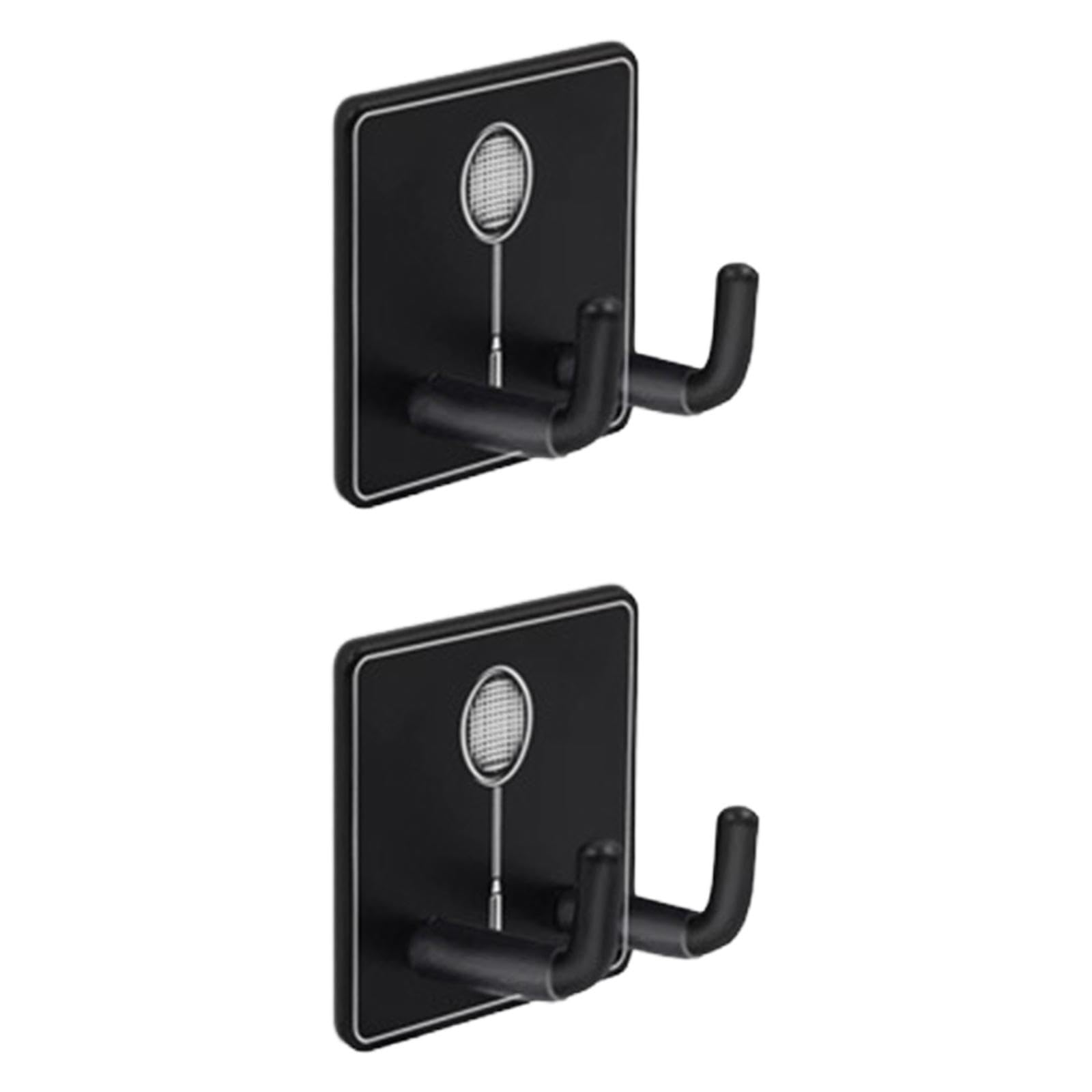 Qianly 2Pcs Wall Mounted Racket Rack Vertical Display Holder Metal Hanging Hook Tennis Racket Holder for Garage Bedroom Game Room