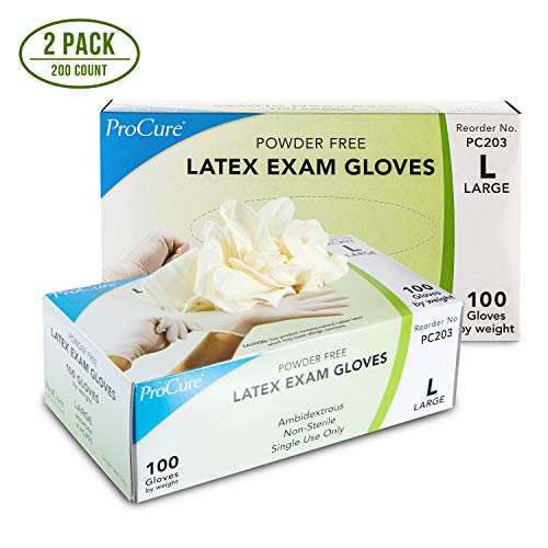 Powder Free Disposable Latex Gloves, Large 200 Count - Heavy Duty Clear Rubber Exam Gloves - Non Sterile, Ambidextrous - Soft with Textured Tips - Food Safe, Medical Grade - Thumbnail 7