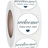 Hotel & Motel Welcome Stickers,2 Inch Welcome Enjoy Your Stay Key Cards Label Stickers,500 Pcs