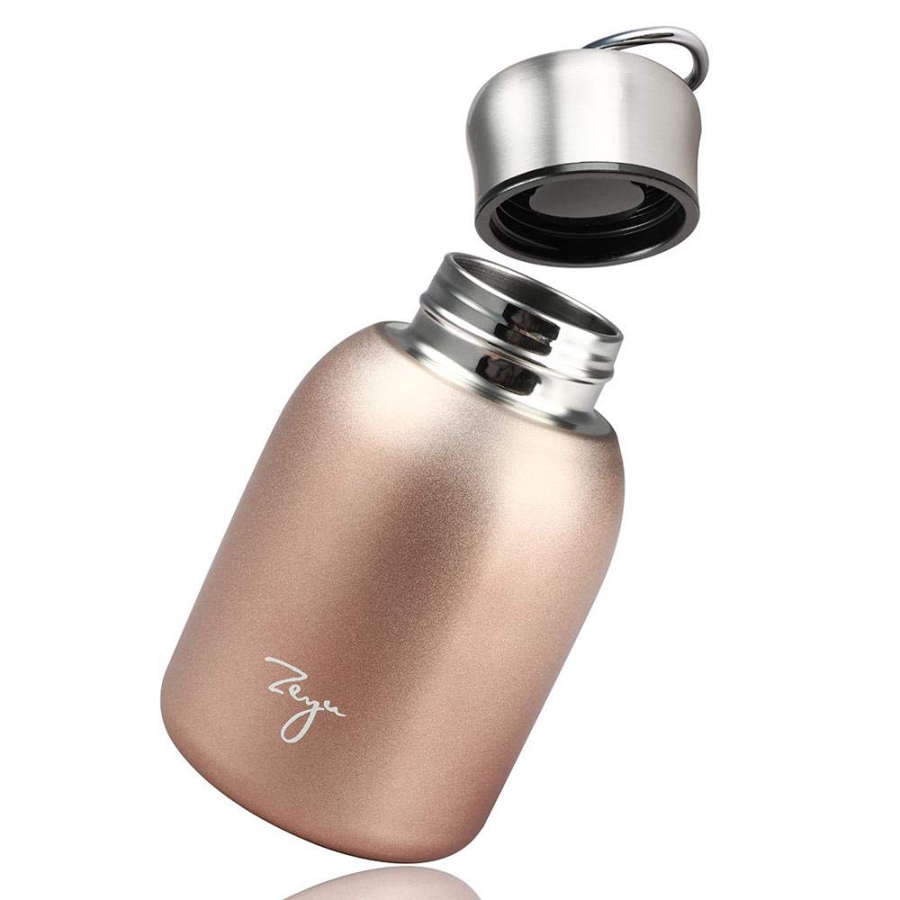 Mini Thermal Flask 260ml Small Vacuum Insulated Water Bottle Leak Proof Juice Milk Tea Hot Cold Water Bottle Gift for Girls Boys Rose Gold
