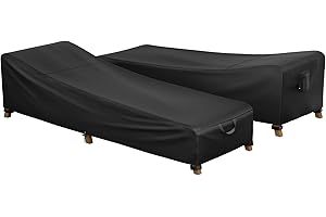 iBirdie Outdoor Lounge Chaise Chair Cover 80L x 28W x 19H inch Waterproof Patio Furniture Covers Lawn Pool Chair Cover 2 Pack Black