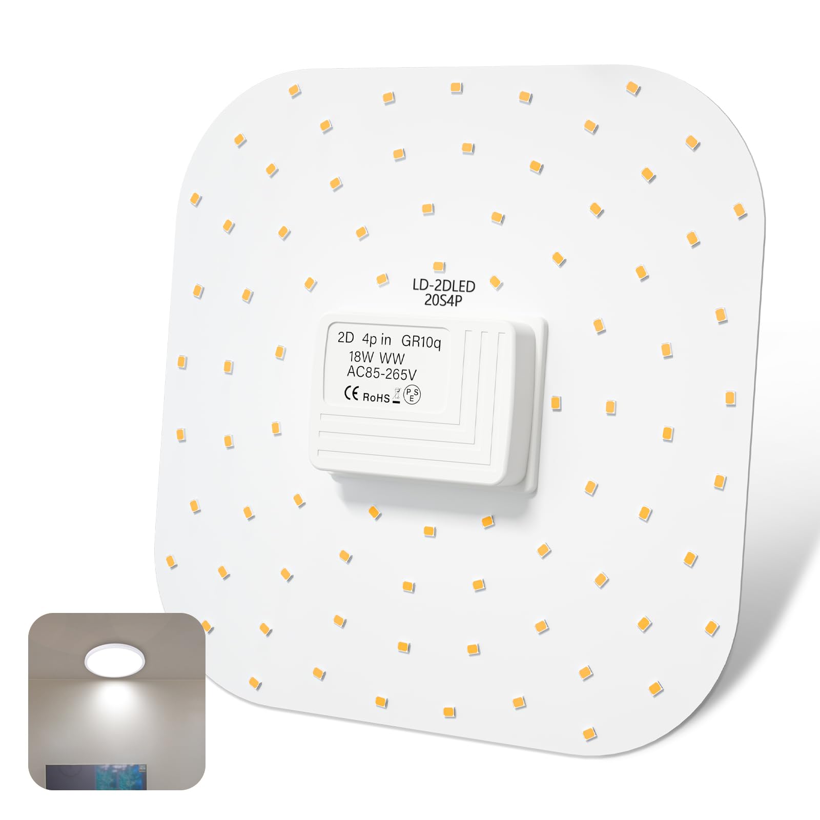 Bonlux 18W 2D 4Pin GR10Q LED Light Bulb Cool White 6000K Square Lamp Replace 21W 28W Gr10q Cap Standard DD Butterfly CFL for Bathroom Living Room Restaurant Non-Dimmable(1-Pack)