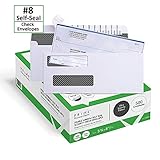 500 Self Seal QuickBooks Double Window Security Check Envelopes - for Business Laser Checks, Ultra Security Tinted, Self Adhesive Peel & Seal White, Size 3 5/8 x 8 11/16-24lb NOT for INVOICES