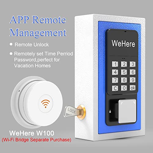 WeHere Smart Key Lock Box with App, Lock Box for Outside Wall Mount