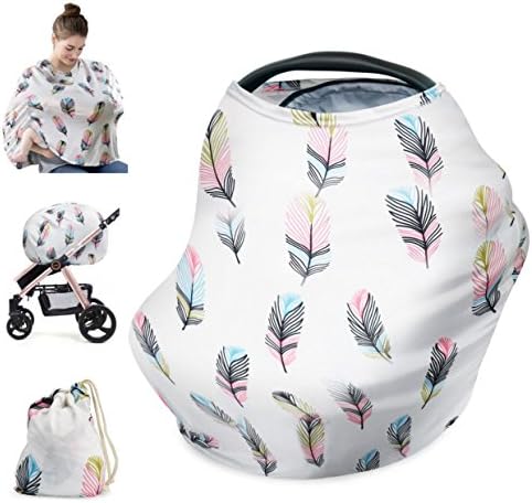 Baby Car Seat Cover, Nursing Cover,Nursing Scarf,Infant Car Seat Cover, Breastfeeding Scarf for Baby Canopy Multi-Use,Lightweight and Breathable for Stroller Shopping Cart by Idefair