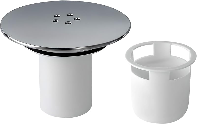 Rubigo Shower Drain Cover 90mm 115mm Chrome with Hair Catcher White Base