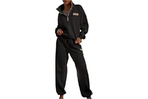 Herseas Women 2 Piece Outfits Sweatsuit Lounge Set Half Zip Pullover with Jogger Airport Tracksuit Matching Pants Set