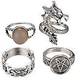 Lux Accessories Dragon Oblong Stone Pentagram