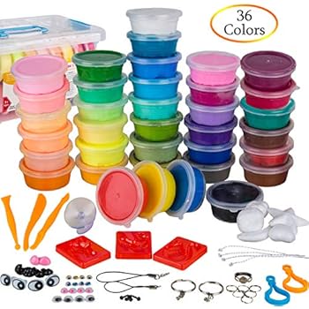 PolyClay Air Dry Clay 36 Colors DIY Modeling Clay Kit, Ultra-light with Accessories, Tools and Tutorials, Eco-Friendly Creative Art DIY Crafts, Non-toxic.