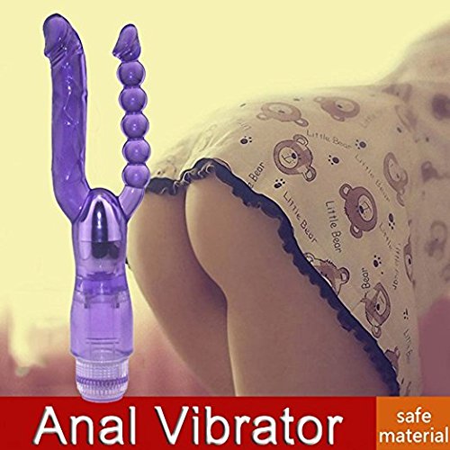 LIBO Dual Double Dildo Vibrator Anal Sex Toys Textured Shaft Anal Vibrator Dildos Beads Stimulator Sex Products for Women