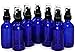 Vivaplex 2 oz Glass Bottles, with Black Fine Mist Sprayers, Cobalt Blue, 12-Count