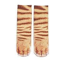 Song Qing Unisex 3D Print Animal Foot Hoof Paw Print Sock Crew Socks