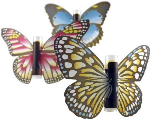 Butterfly Smooch Lip Balm Gift Set 100% Natural Beeswax & Shea Butter Lip Balm Set. No Preservatives. Great Garden Party Gift Idea.
