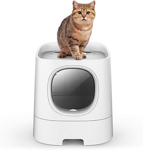 Zcy Grand Bac A Litiere Chat Entierement Clos Empecher Sortir Pot De Chat Desodorisation Chat Toilette Amazon Fr Animalerie